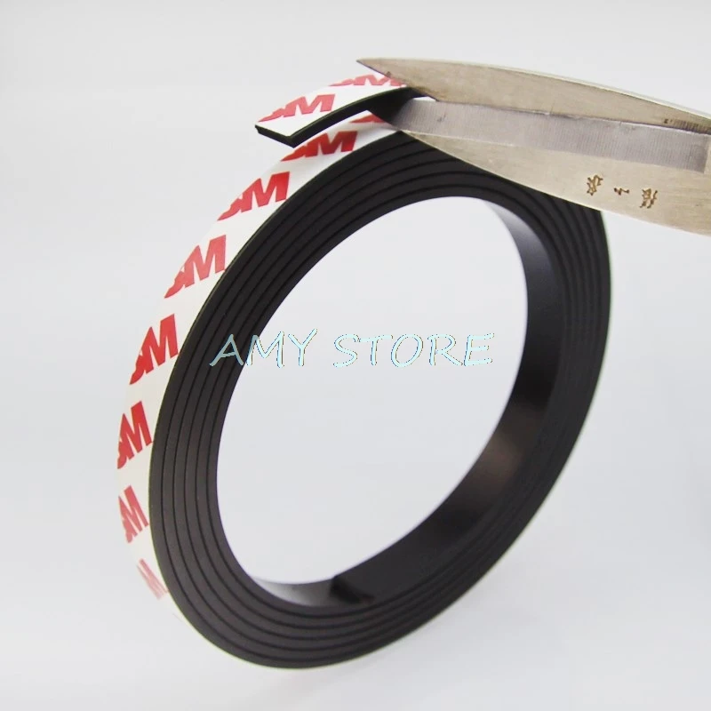 1Meter 10x1mm Soft Rubber Magnetic Strip Self Adhesive Flexible Magnet DIY Stripe Tape For Door Curtain