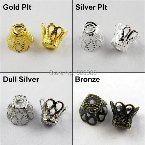 

(350Pcs=1Lot ! ) Free Shipping Jewelry Finding 5x6MM Wine Class Flower Bead Cap Gold Silver Bronze Nickel Plated No.BC09