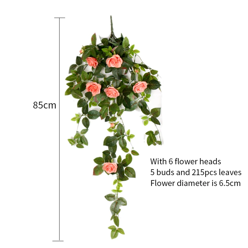 Silk Artificial Flowers With Leaves Silk Wall Hanging Vines Artificial flores rose Flowers For Balcony Decor Garland flower Wall