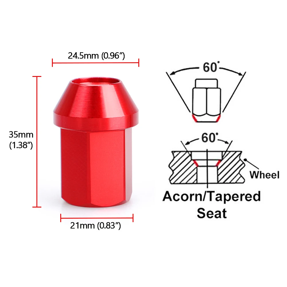 Aftermarket Car Anti-theft 6061 Aluminum Alloy Wheel Lock Nuts Length 35MM M12*1.5 M12*1.25 Lug Nuts