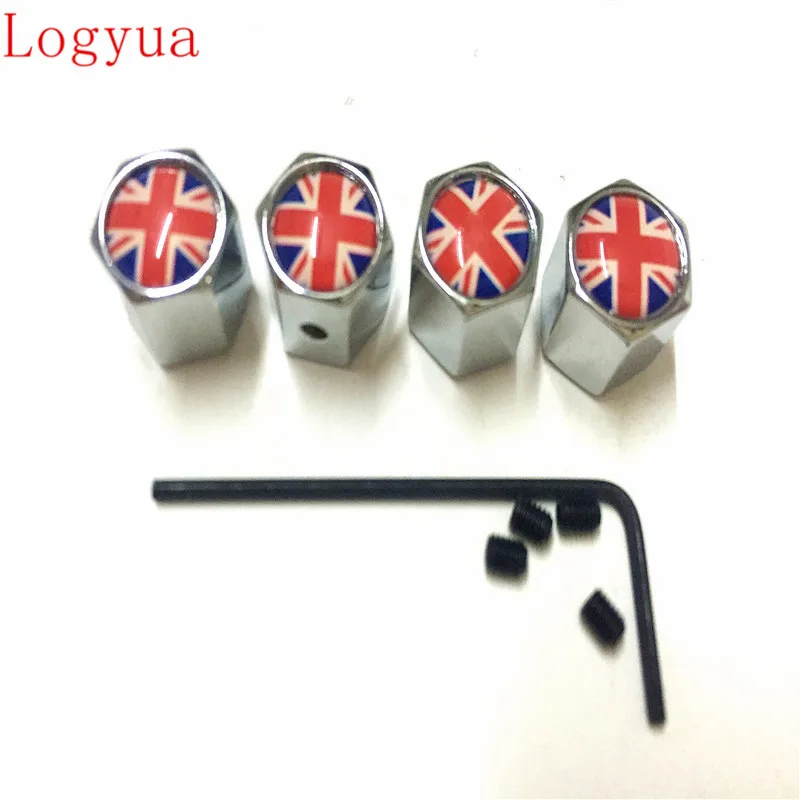 Car Sliver Anti-theft Nation Flag Logo Wheel Tire Tyre Valve Cap Cover for USA UK France Russia Italy Germany Flag 40pcs = 10set