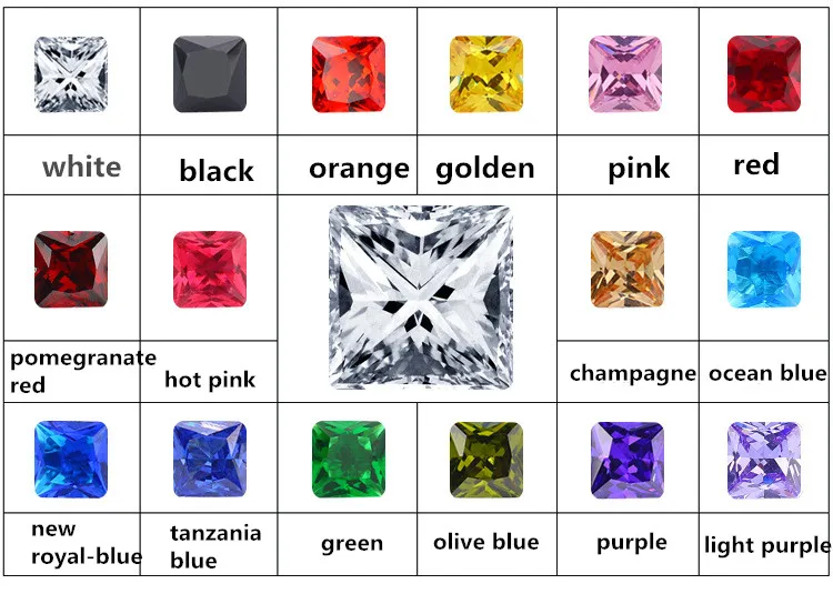 Earrings With 4mm AAA Colorful Square Zircons 316l Stainless Steel Earring IP Plating No Fade Allergy Free