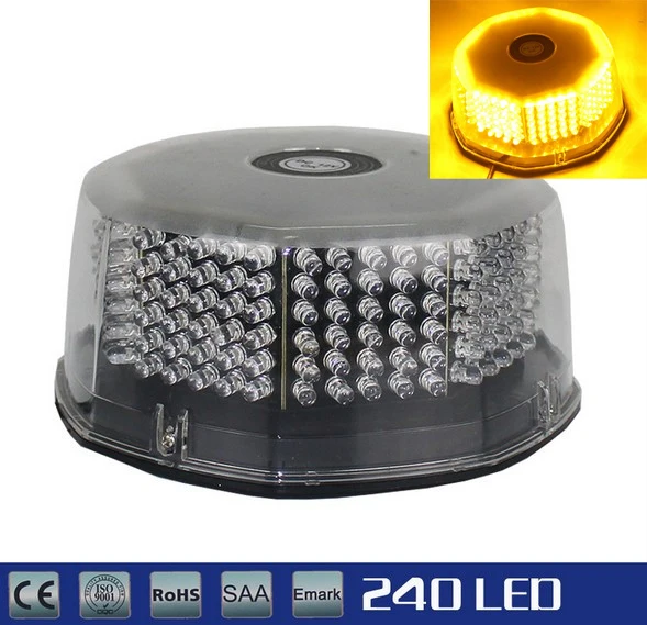 Round 240LED magnetic Light Car Beacon Roof Top Emergency Hazard Strobe Light Red yellow blue white