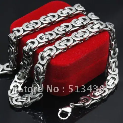 5pcs lot men's  Stainless Steel  8mm flat Byzantine chain necelace,21.6''