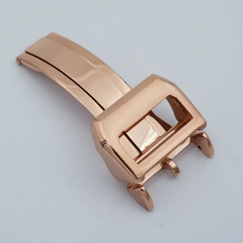 MAIKES High Quality Stainless Steel Folding Clasp 18mm Gold And Rose Gold Watch buckle For IWC Watch Band Strap