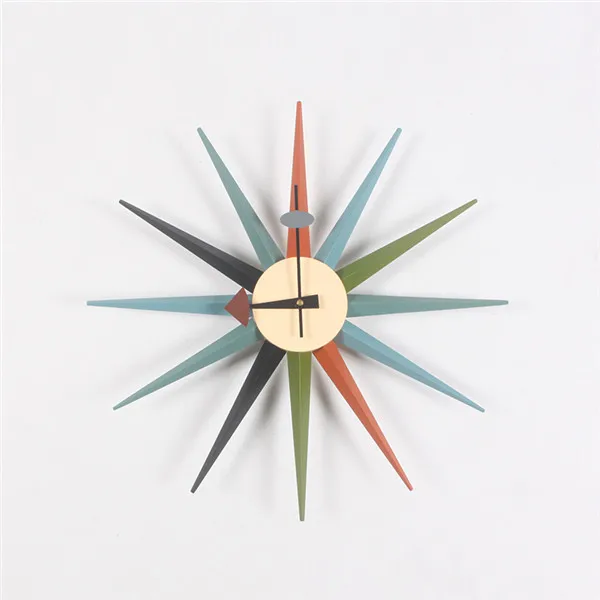 Mid Century Wandklok Walnoot Houten Starburst Klok Replica George Nelson Sunburst Klok voor Decoratieve Kantoor Muur Woonkamer