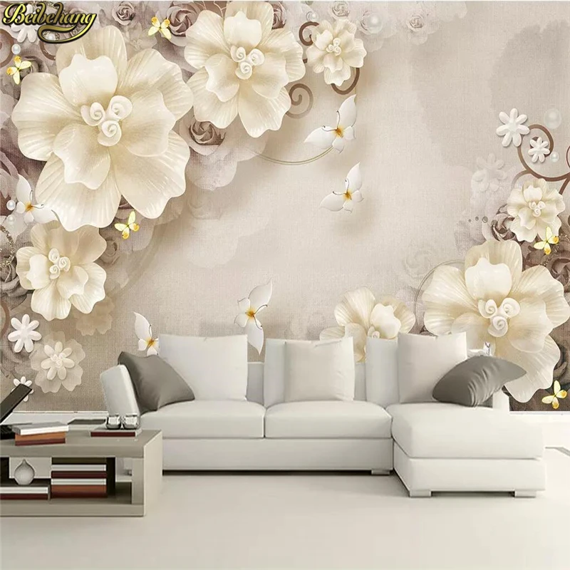 beibehang Embossed Rose Pearl Nordic Vintage Jewelry wall paper home decor photo mural wallpapers for living room 3D flooring