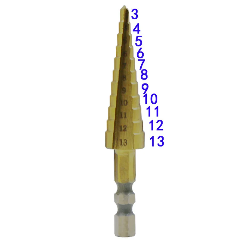 Professional Woodworking Tools Step Drill Bit Hole Cutter HSS Hex Shank Pagoda Metal Steel Cut Tool for Sheet Metal 3-13mm