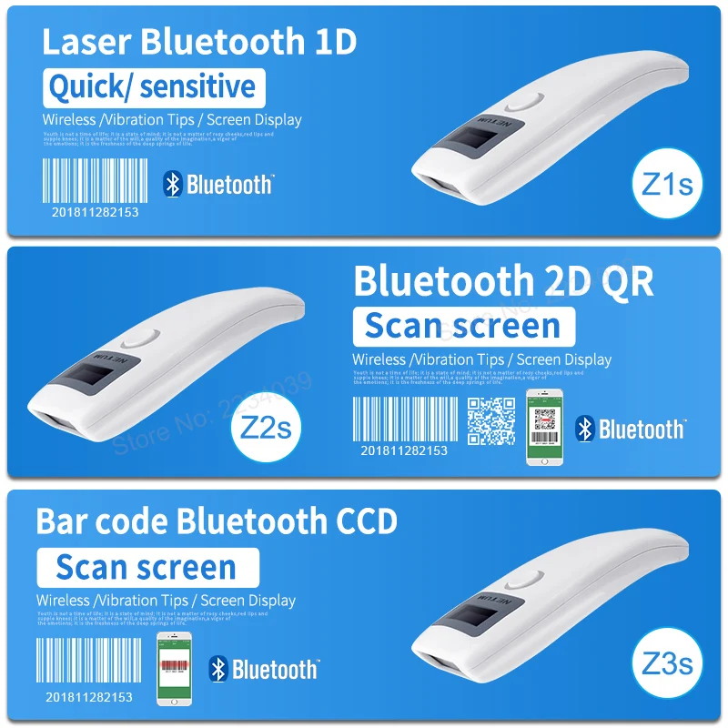 Mini USB Pocket Wireless Barcode Scanner LED Display Cordless 1D Bluetooth Handheld Bar Code Reader For PC,Android,IOS