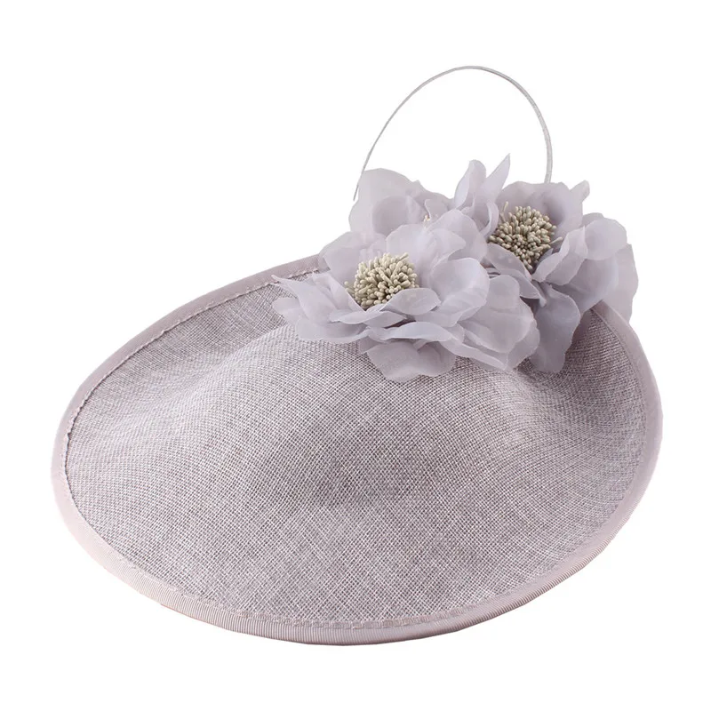 Generous Women Grey Millinery Fascinators With Fancy Flowers Hat Accessories Ladies Big Derby Headwear Headbands Fashion Fedora