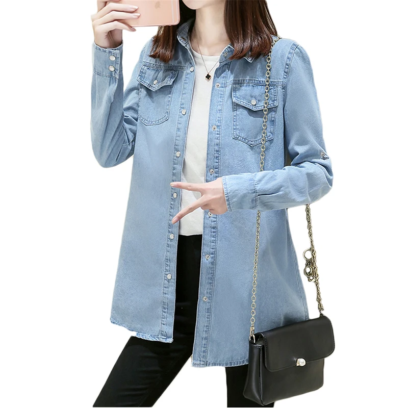 New Women Denim Jacket 2024 Spring Autumn Korean Thin Student  cowboy Shirt Women\'s Cotton Single-breasted Jeans Jackets Coat