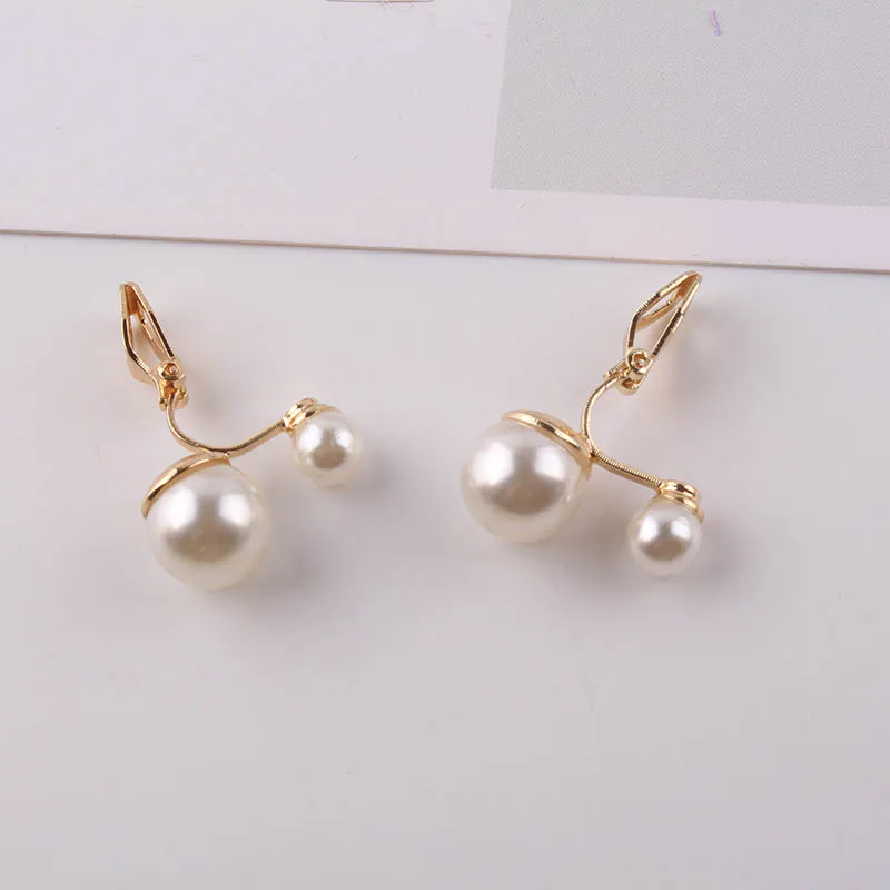JIOFREE Simulated Pearl Statement Clip on Earrings Women Wedding Party no pierced Earrings Maxi Jewelry Love Christmas Gift view 2