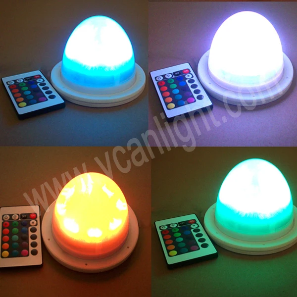 

6PCS DHL Shipping Factory Wholesale 38LEDs RGBW Round Wireless Remote Controlled Multi colors SMD LED Light Base Under Vase