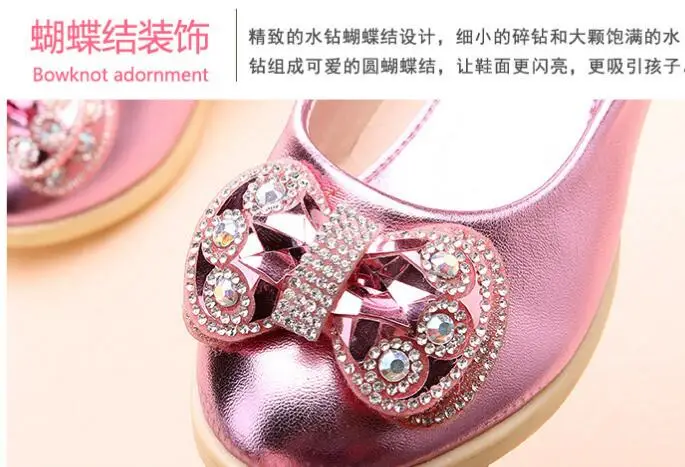 Children Princess Glitter Sandals New Princess Kids Girls Shoes Square Heels Dress Shoes Party Shoes Pink/Silver/Gold big Size