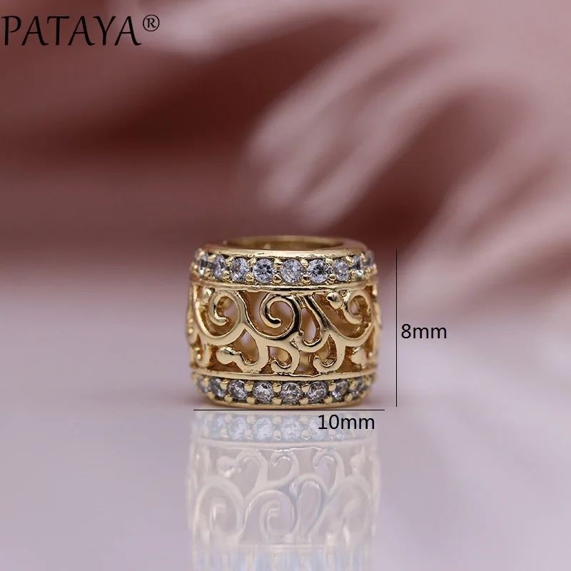 PATAYA New Round Long Necklaces Micro-wax Inlay Natural Zircon Luxury Hollow Pendants 585 Rose Gold Color Women Fashion Jewelry