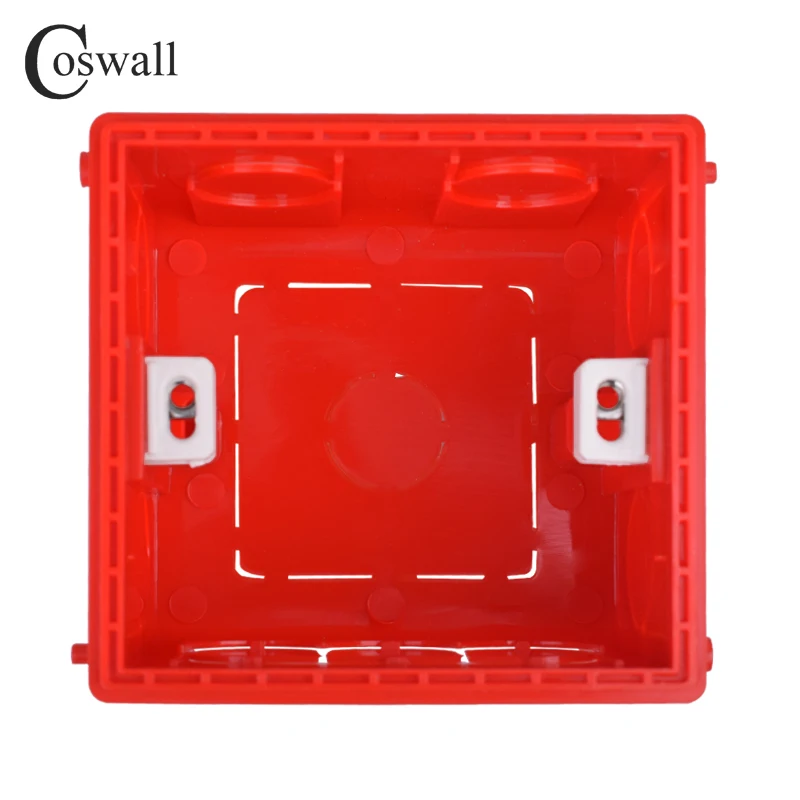 Coswall-Caixa de montagem ajustável, cassete interna, 86 tipo interruptor e soquete, fiação vermelha branca, 86mm x 85mm x 50mm