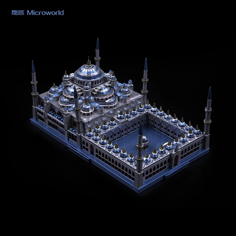 Microworld 3D metal Puzzle Blue mosque Building Model DIY 3D laser cutting Jigsaw puzzle model Nano Puzzle Toys for adult Gift