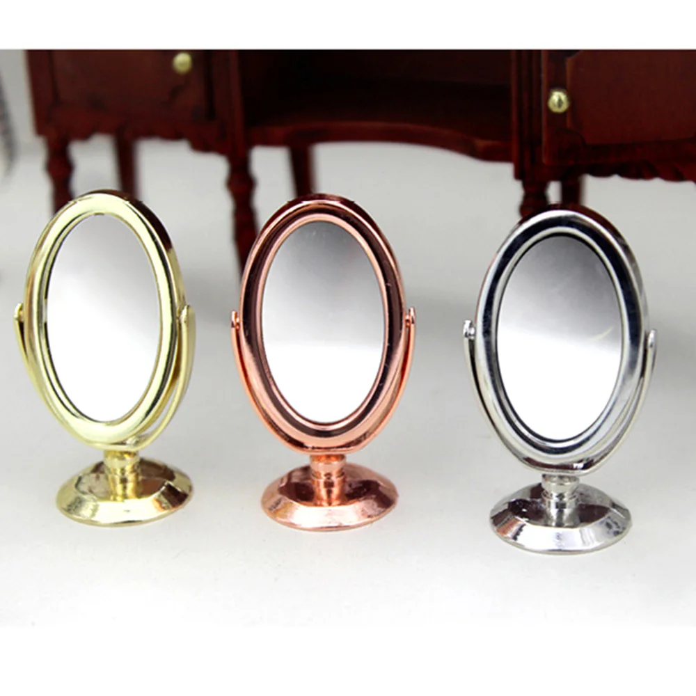 1/12 Dollhouse Miniature Accessories Mini Alloy Mirror Simulation Furniture Model Toys for Doll House Decoration