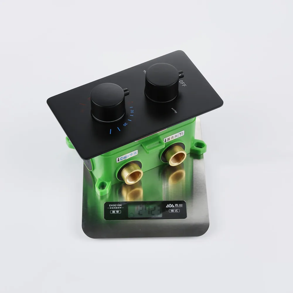 Imagem -03 - Torneira Escondida do Termostato para o Sistema do Chuveiro do Banheiro Torneira Termostática Preta Matte Válvula de Bronze Embutida 816