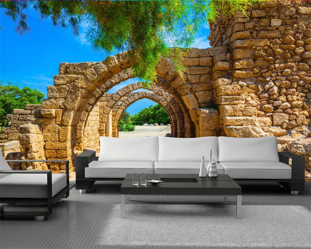 

Custom size wallpaper European Stone sea view landscape Background Wall Home decor Living Room Bedroom decorative 3d wallpaper