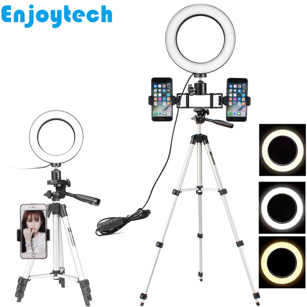 

New Mini Tripod with Holder Bracket for iPhone Huawei Xiaomi Samsung Phones LED Flash Ring Light for Video Bloggers Selfie Sets