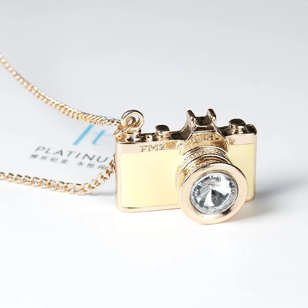 DoreenBeads красочная эмаль кулон в виде камеры античные, Винтажные Украшения Золотая Длинная цепочка бижутерия для женщин Лидер продаж 78,5 см