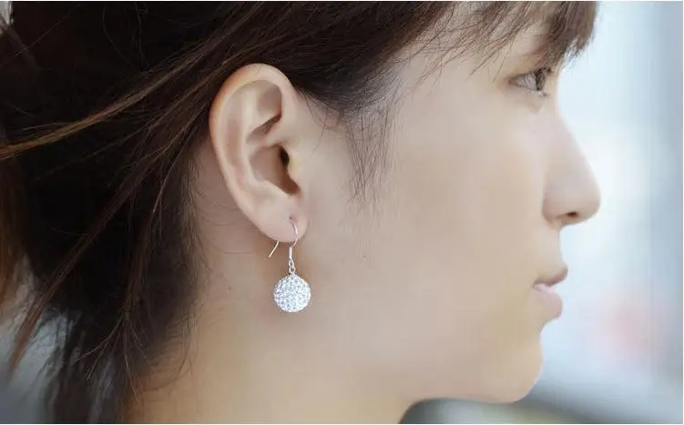 925 Silver Needle Fashion Shiny Shambhala Ball Crystal Ladies Drop Earrings Jewelry Women Anti Allergy Birthday Gift