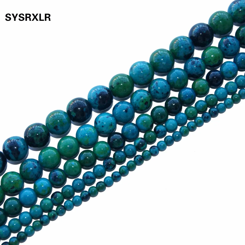 New Natural Stone Chrysocolla Round Loose Beads 15\