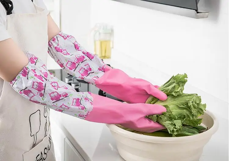 1 par de guantes de limpieza para el hogar, toallitas de látex resistentes al agua para lavar platos, de goma, OK 0848