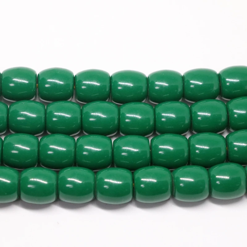 Green resin beeswax hot sell 9*9mm 10*10mm 12*12mm barrel loose rice shape beads fashin jewelry making 15inch B56