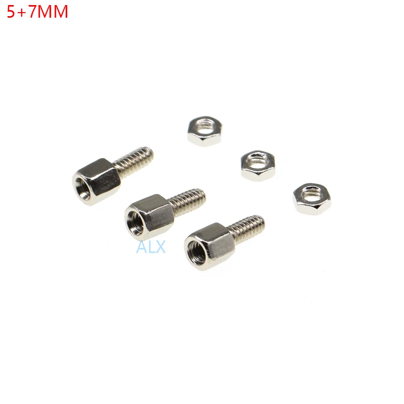 20SETS 5+7MM Hex head Spacing Screws with nut STANDOFF SPACER 5MM+7MM for D-Sub VGA DB9 DB15 DB25 RS232 COM serial connector