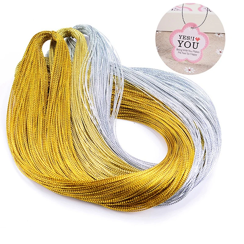 1mm thicken length gold and silver wire edible oil bottle lanyard card tag rope 100m rope with lanyard for gift Hang tag line