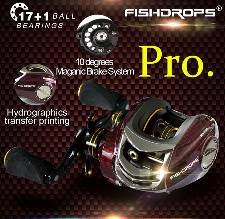 Fishdrops Baitcasting Reels Bait Caster Fishing Reels Left or Right Handed Magnetic Brake System Gear Ratio 6.3:1 baitcast reel