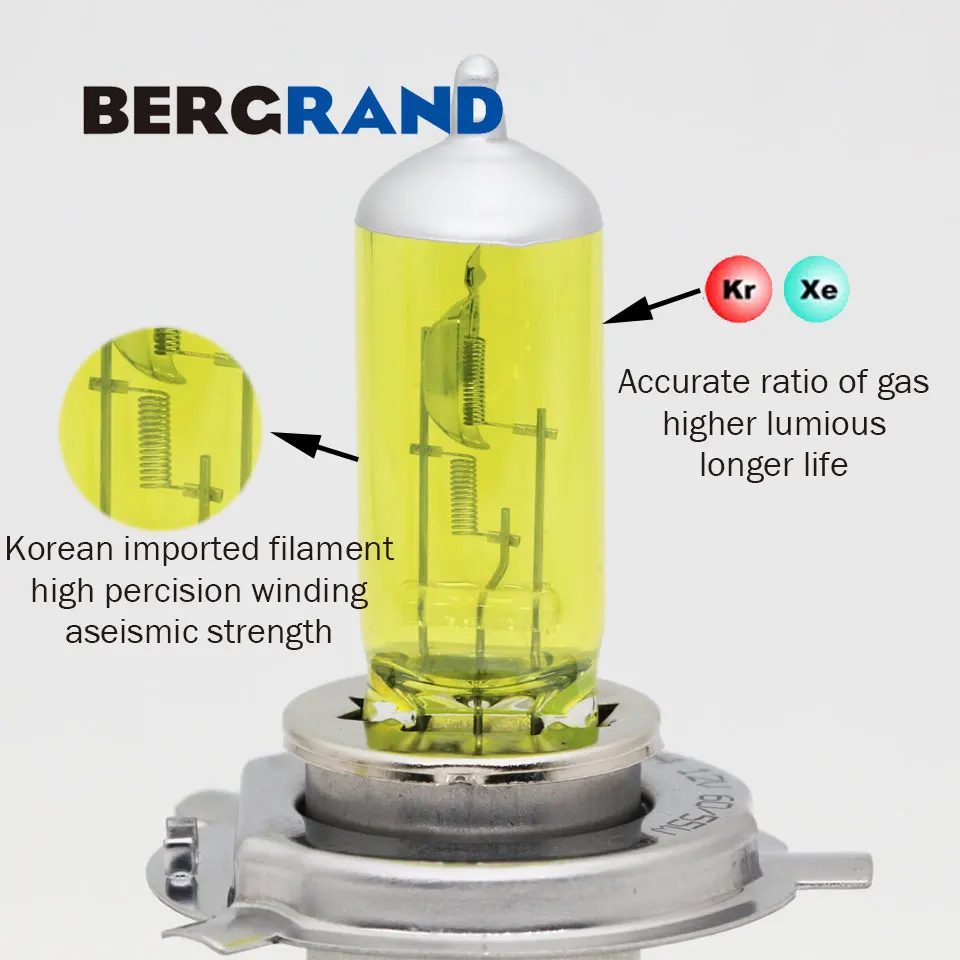 2PCS Bulbs H4 12V 60/55W Halogen Lamp Yellow Headlight Bulb Far& Near the light DC 12V Best Penetration light bulbs for auto image 3
