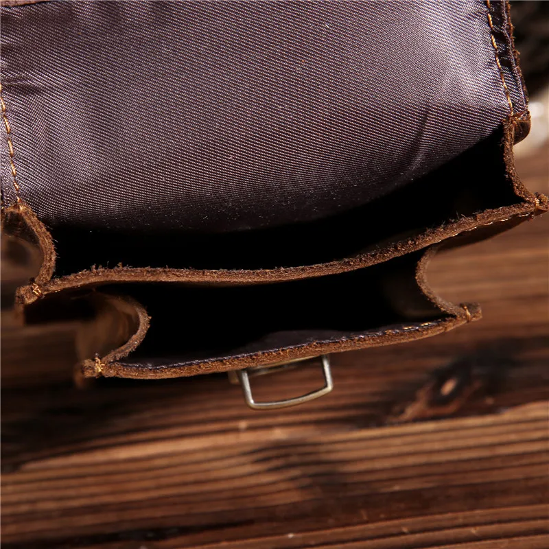 New Men's Waist Bag Fanny Pack Crazy Horse Genuine Leather Vintage Male Hip Belt Bum Pack Travel Business Belt Loop Purse Pouch