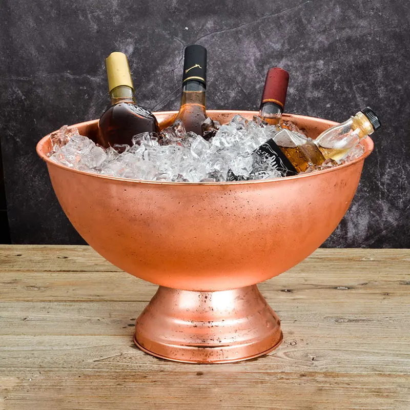 1PCS Bucket Champagne 304 Stainless Steel Ice Bucket Granule Tube Champagne Barrel Ice Wine Barrel