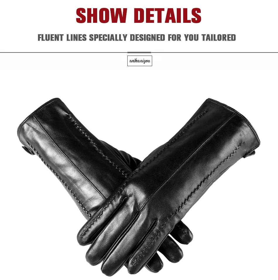 White Leather Women's Gloves, Genuine Leather, Cotton Lining Warm, Fashion Leather Gloves, Warm Winter Gloves -2226