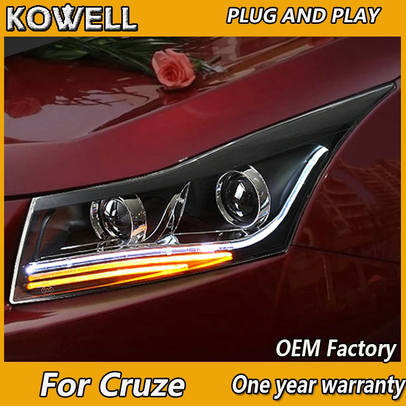 KOWELL Car Styling dla chevroleta Cruze reflektory Cruze A8 LED reflektor DRL obiektyw podwójna wiązka H7 ukrył ksenonowe akcesoria samochodowe