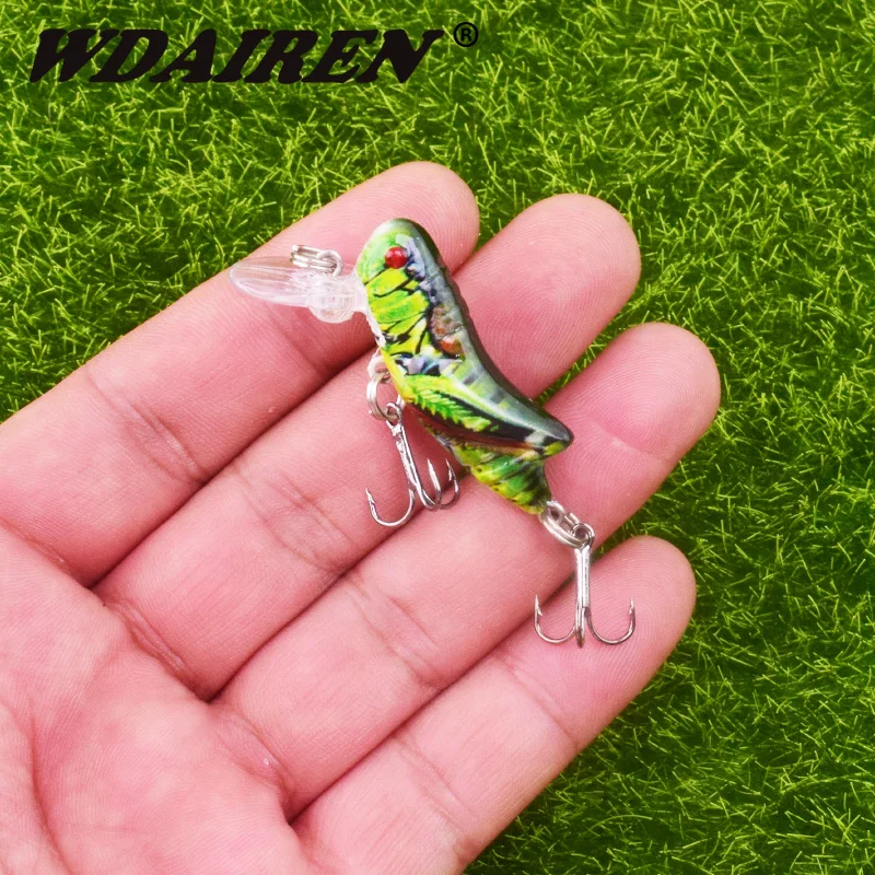 1pcs Insect Bionic Fishing Lure 45mm 3.5g Grasshopper Minnow Hard Baits Squid Artificial Swimbaits Bass Carp Pike Fishing Tackle