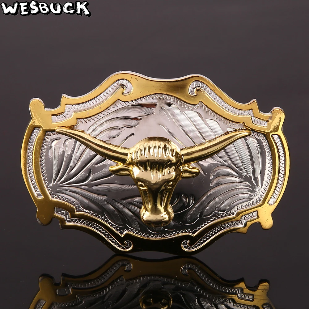 

5 Pcs MOQ WesBuck Brand Boutique Golden Bull Tau Belt buckle Man and woman Best Belt head Jeans accessories Fit 4cm width belt