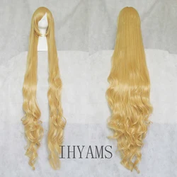 IHYAMS 150cm Golden Long Curly Victorique De Blois Synthetic Hair Cosplay Costume Wigs Heat Resistance Fiber