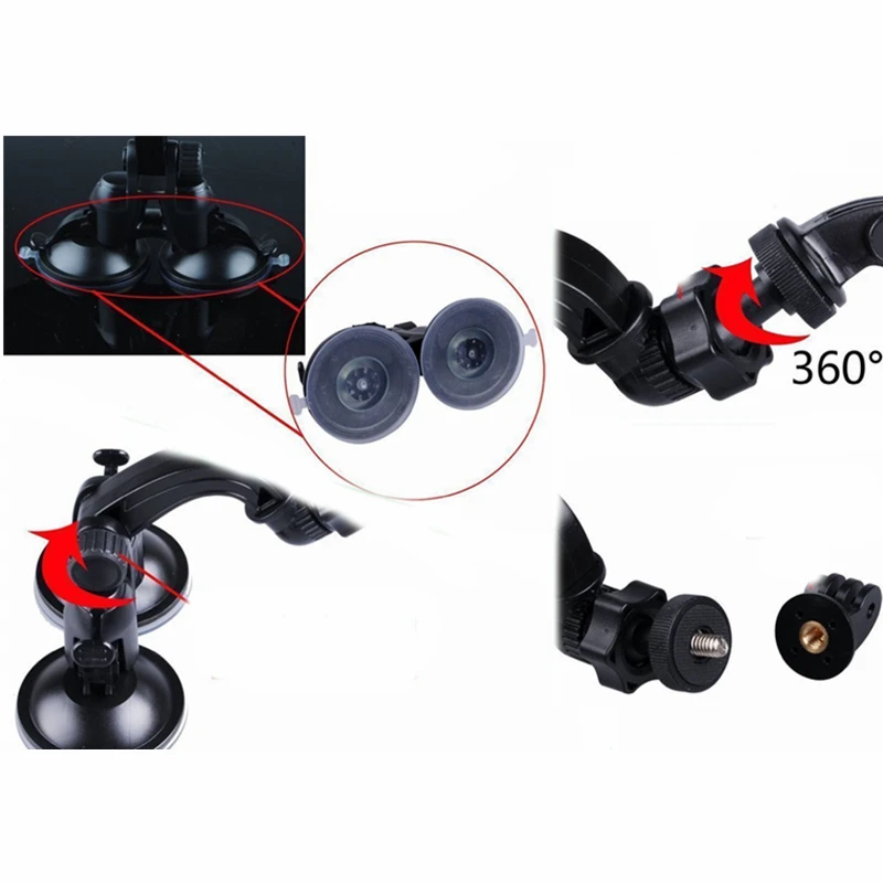ORBMART-Soporte de doble ventosa para coche, estructura fija y fuerte para Gopro, Xiaomi, Yi, Mijia, SJCAM, EKEN, SOOCOO, Camreras deportivas