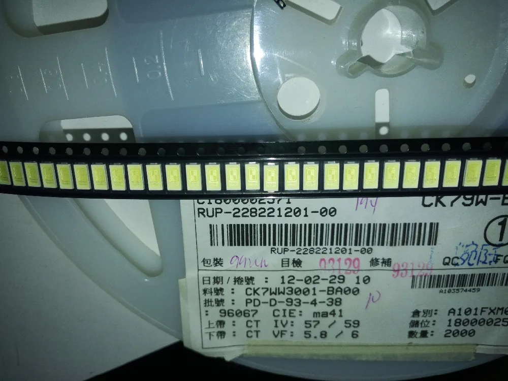 100Pcs/lot  5630 Cold white 1W 57-59LM 5.8V-6V 300MA-350MA Dual chip high-power LED SMD 5730 Cool White CK7W3001-BA00