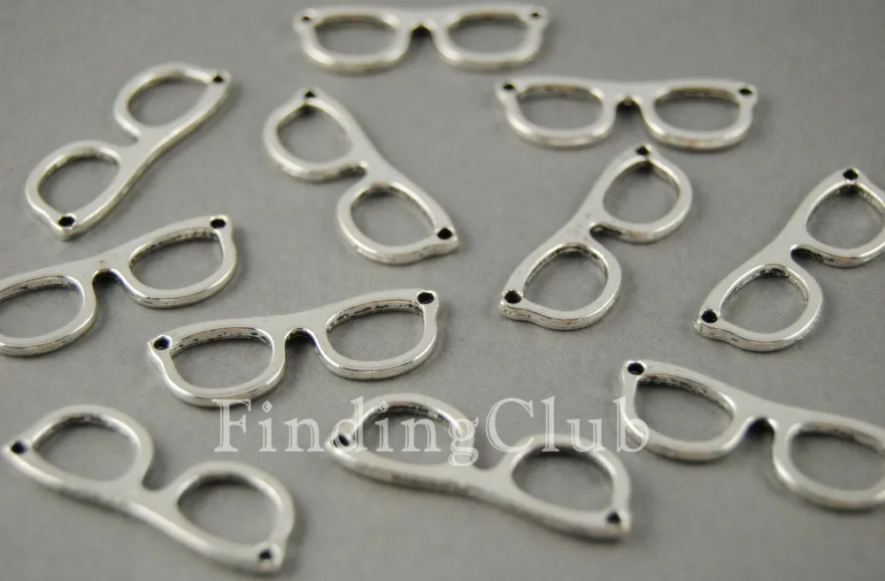 30 pcs  Silver Color  Eye Glasses Charm Pendant Jewelry European Charms Fit Handcrafts diy 30x10mm A106/A108