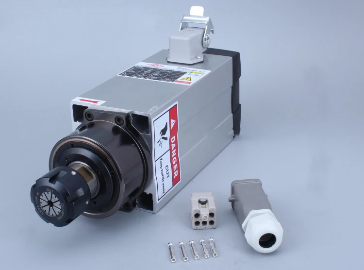 1pc 220V 2.2kw Square Air cooled spindle runout-off 0.01mm,Spindle motor,for Ceramic bearing,Engraving milling grind
