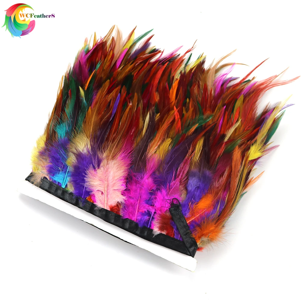NEW! Multi Color Natural Dyed Rooster feather Trims Height 4-6inches DIY Dress Sewing Accessories Decoration Ribbon