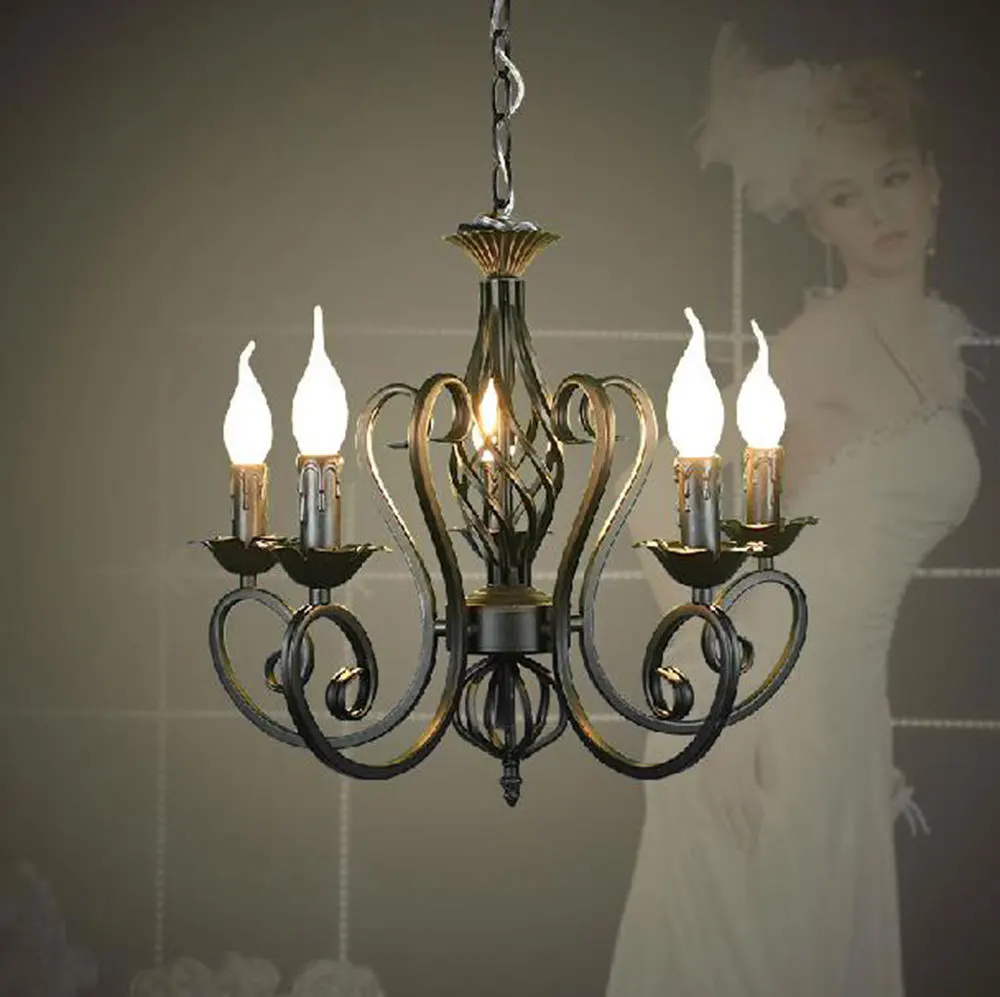 

Lustres Wrought Iron Chandelier E14 Candle Light Black industrial home luminaire lava lamps as creative gift lustres de cristal