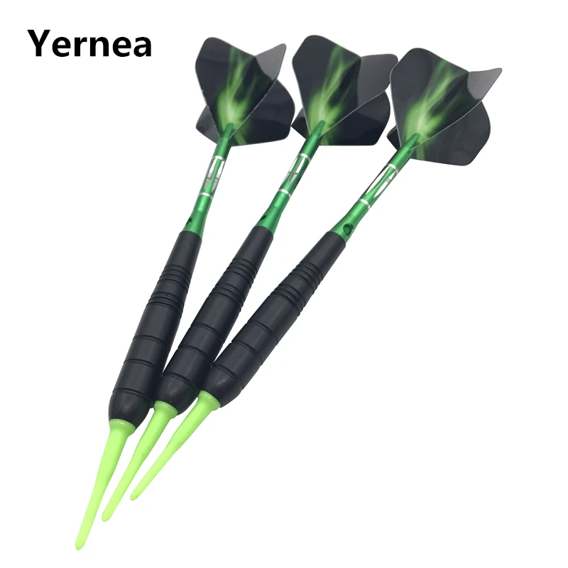 

Yernea New 3Pcs/set Soft Tip Darts 19g Nickel Plated Electronic Dart Aluminum Alloy Shaft Green Dart Tip and shafts Flights