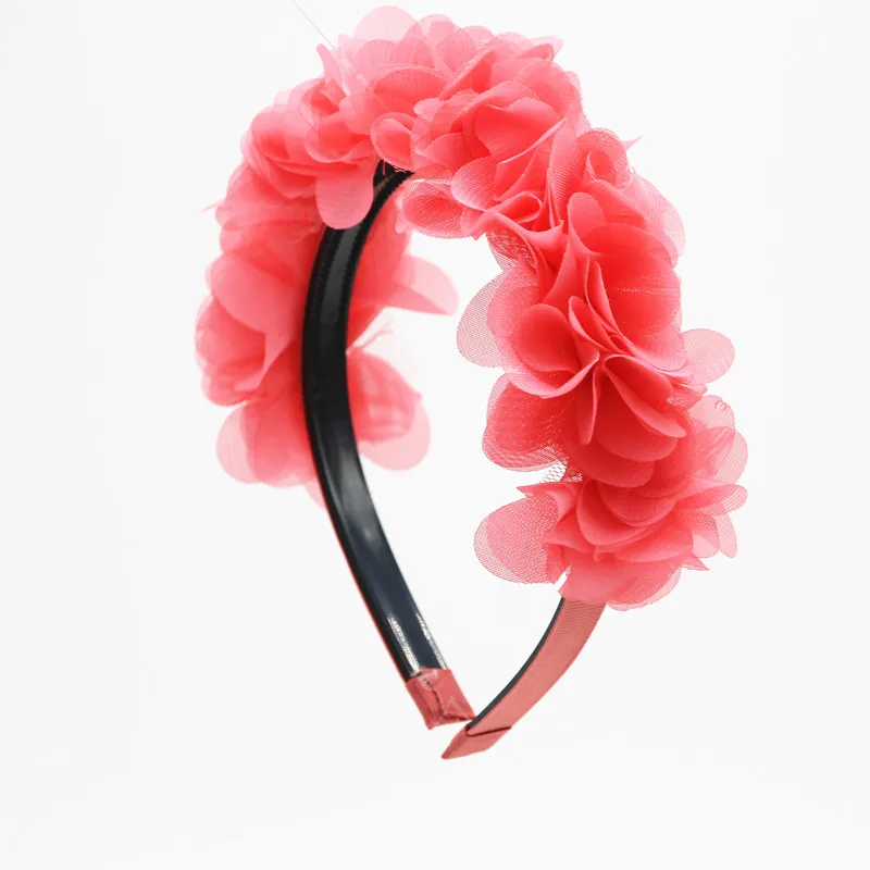 new fashion chiffon silk flower around the head children fashion hair accessories with non wrinkle band with gripes teeth