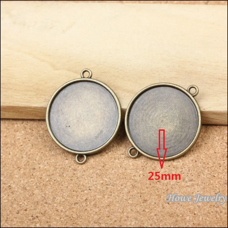 

50pcs round Cameo/Cabochon connector frame charm antique bronze fit for maxi Necklaces & Pendants 34*28mm (fit 25mm)